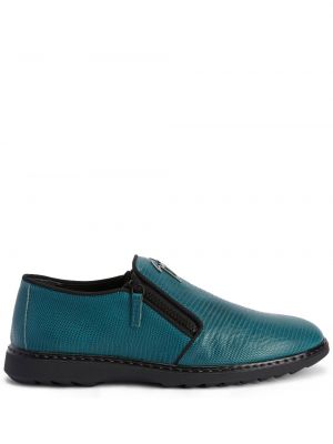 Pantofi loafer din piele cu model piele de șarpe Giuseppe Zanotti albastru