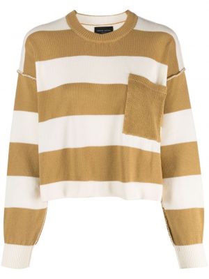 Bombažni pulover s črtami Roberto Collina bela