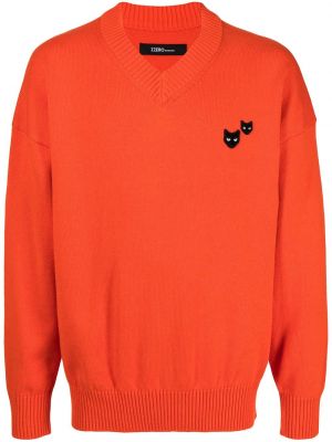 Пуловер с v-образно деколте Zzero By Songzio оранжево