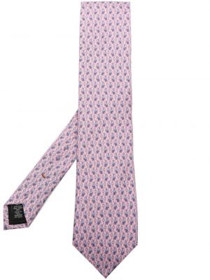 Hedvábná kravata s potiskem Zegna růžová