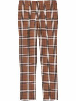 Pantaloni în carouri cu imagine Burberry maro