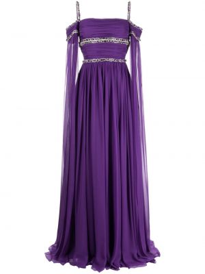 Šilkinis vakarinė suknelė su kristalais Zuhair Murad violetinė