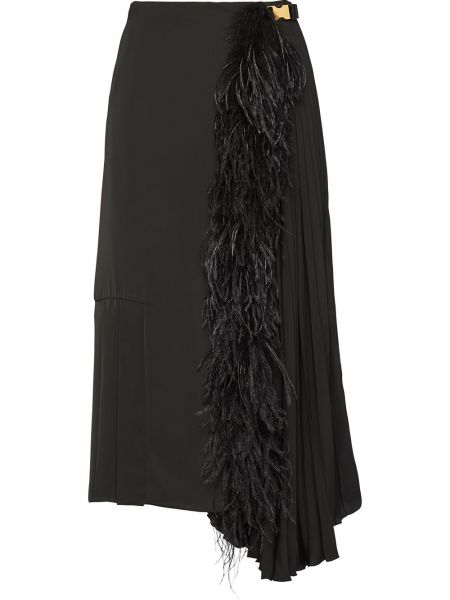 Falda midi con plumas de plumas Prada negro