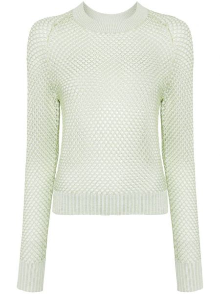 Мрежест дълъг пуловер с кръгло деколте Fabiana Filippi зелено