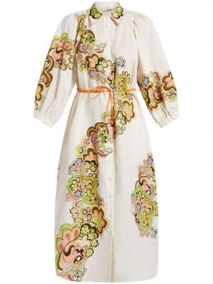 Srajčna obleka s cvetličnim vzorcem s potiskom Alemais bela