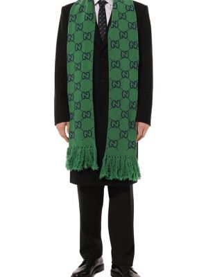 Шерстяной шарф Gucci зеленый