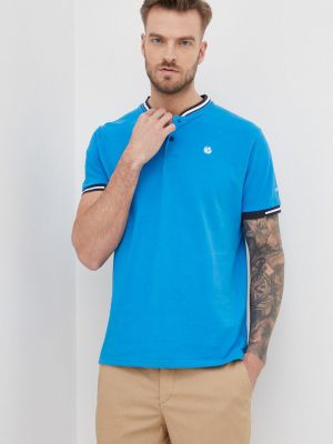 Памучна тениска с дълъг ръкав с апликация Pepe Jeans синьо