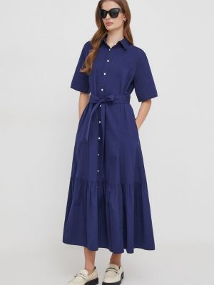 Sukienka midi bawełniana Polo Ralph Lauren niebieska