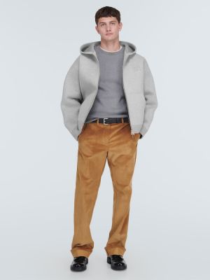 Kokvilnas kapučdžemperis ar izšuvumiem džersija Miu Miu pelēks