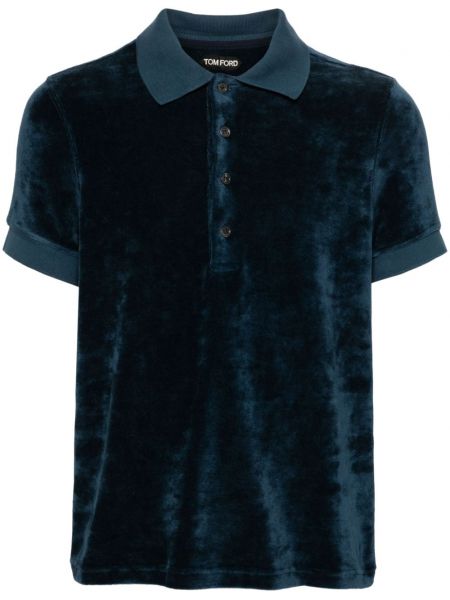 Velour poloshirt Tom Ford blå