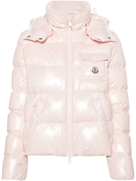 Kukuletalı kapitone ceket Moncler pembe