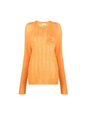 Sweter z okrągłym dekoltem Etro pomarańczowy