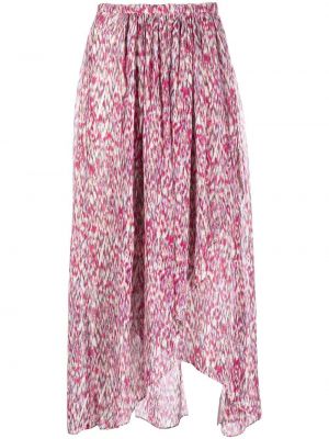 Midi sukně s výšivkou Isabel Marant Etoile - růžová