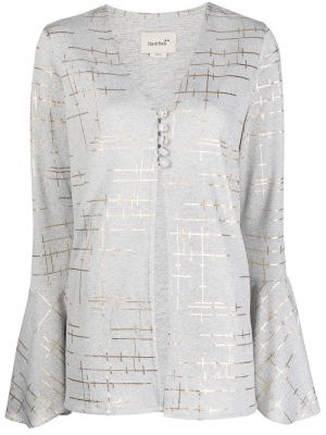 Bluse mit print mit v-ausschnitt Bambah grau