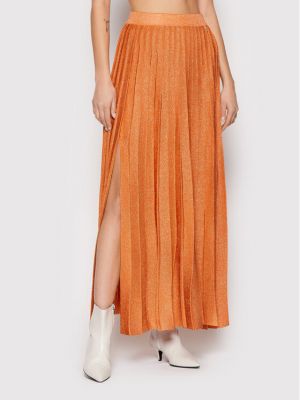 Plisované dlouhá sukně Patrizia Pepe oranžové