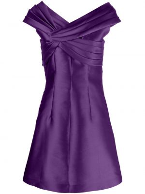 Satynowa sukienka koktajlowa Alberta Ferretti fioletowa