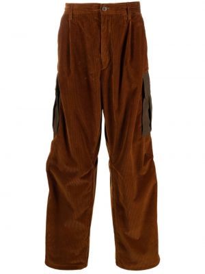 Kargo hlače iz rebrastega žameta Moncler rjava
