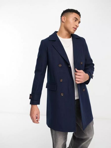 Шерстяное пальто Original Penguin синее