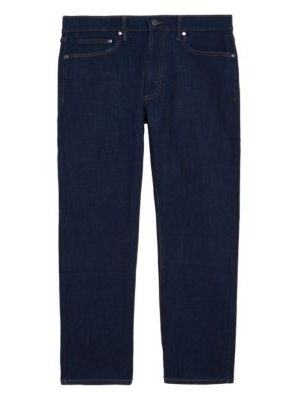 Mens M&S Collection Shorter Length Straight Fit Stretch Jeans - Medium Indigo, Medium Indigo M&s Collection