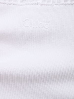 Robe mi-longue en velours côtelé en coton en jersey Chloé blanc
