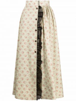 Φλοράλ maxi φούστα με σχέδιο Ulyana Sergeenko μπεζ