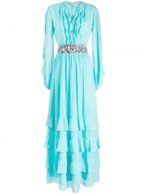 Sukienka wieczorowa z falbankami Sachin & Babi niebieska