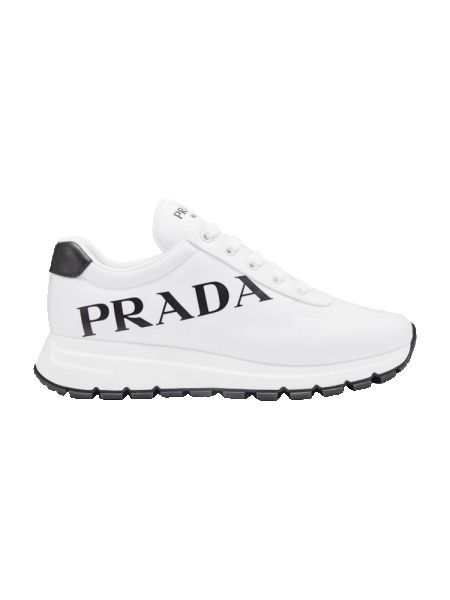 Белые нейлоновые кроссовки с принтом Prada