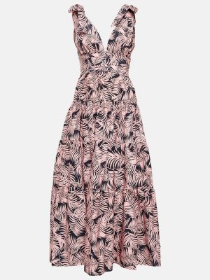 Bavlnené midi šaty Carolina Herrera ružová