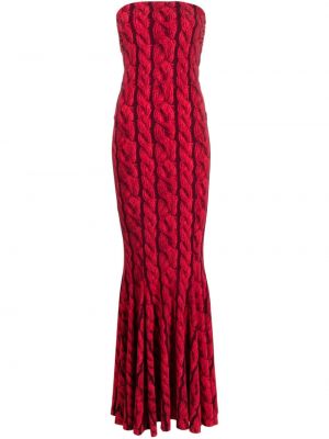 Вечерна рокля с принт Norma Kamali червено