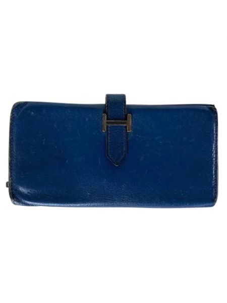 Portefeuille en cuir Hermès Vintage bleu