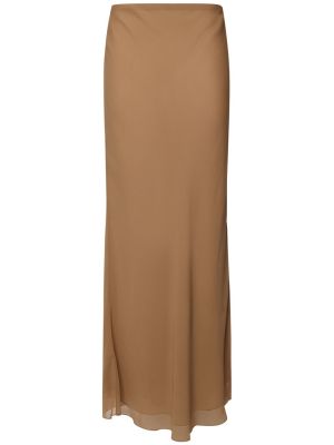 Šifonová hodvábna dlhá sukňa Khaite béžová