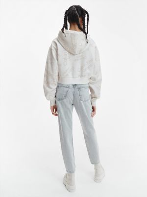Mikina s kapucí Calvin Klein Jeans bílá