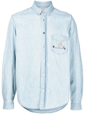 Siuvinėta marškiniai su sagomis Nick Fouquet mėlyna