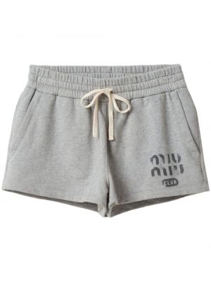 Shorts en coton à imprimé Miu Miu gris
