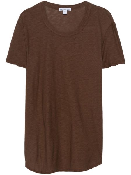 Medvilninis marškinėliai James Perse ruda