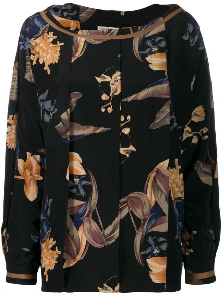 Blusa de flores plisada Versace Pre-owned negro