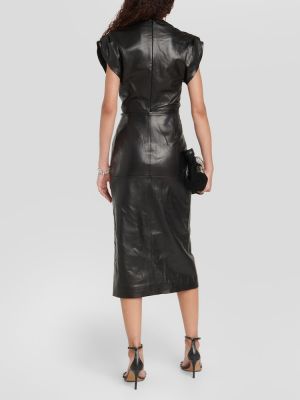 Falda midi de cuero Isabel Marant negro