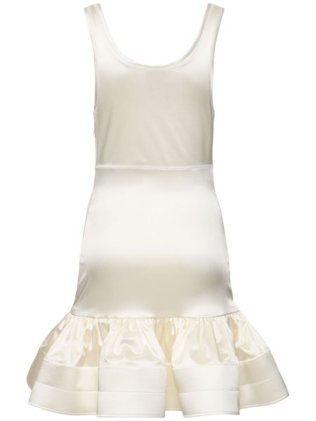 Saténové mini šaty s volány Patou bílé