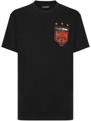 Tigrované bavlnené športové tričko Plein Sport čierna