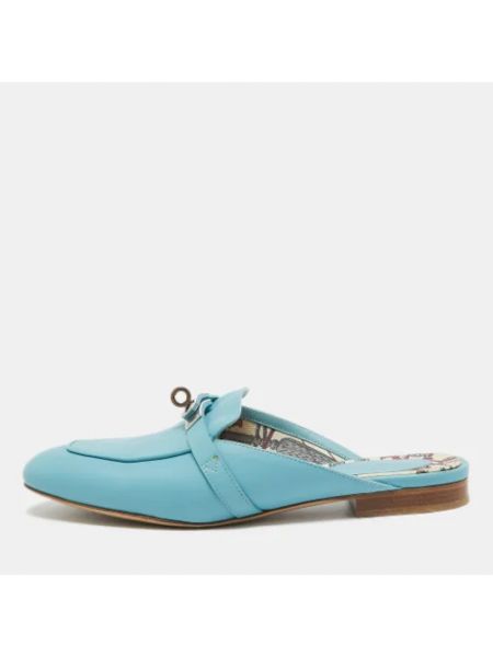 Sandalias de cuero retro Hermès Vintage azul