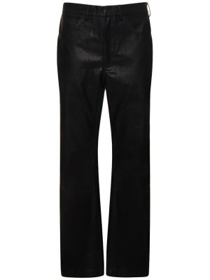 Kožené rovné kalhoty z imitace kůže Entire Studios černé