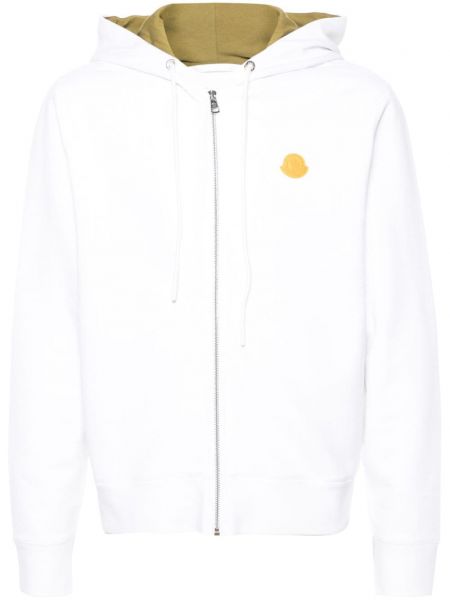 Pamučna hoodie s kapuljačom s patentnim zatvaračem Moncler bijela