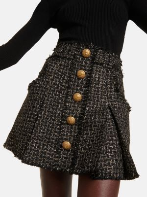 Mini falda de tweed de tweed Balmain dorado