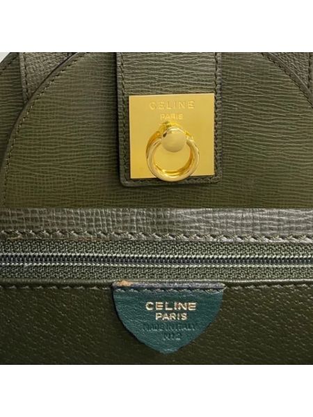 Bolsa de hombro de cuero retro Celine Vintage verde