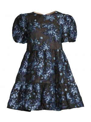 Жаккард платье мини в цветочек с принтом Elliatt синее
