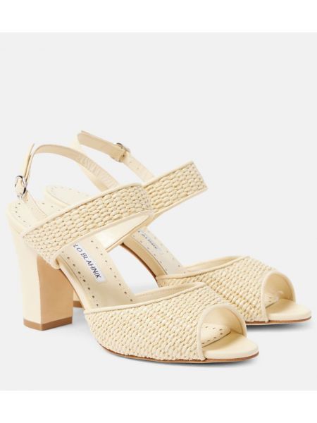 Sandales en cuir Manolo Blahnik beige