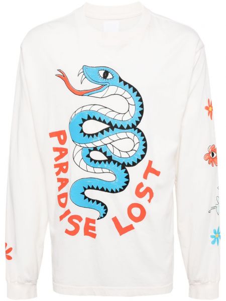 T-shirt manches longues avec manches longues à motif serpent Alchemist blanc