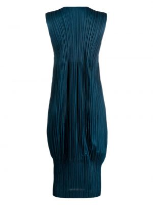 Sukienka midi z dekoltem w serek plisowana Pleats Please Issey Miyake niebieska