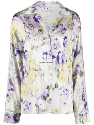 Satenska srajca s cvetličnim vzorcem s potiskom Off-white