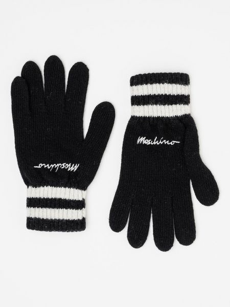 Шерстяные перчатки Moschino черные